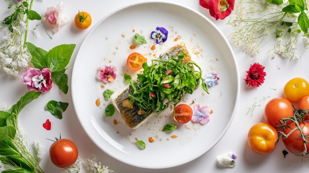 Talerz z kolorowym daniem